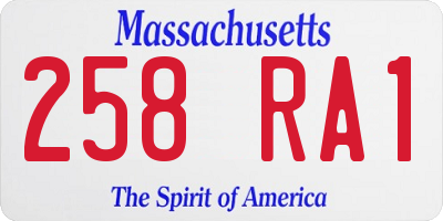 MA license plate 258RA1