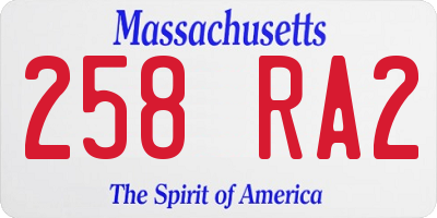 MA license plate 258RA2
