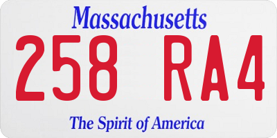 MA license plate 258RA4