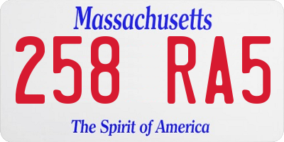 MA license plate 258RA5