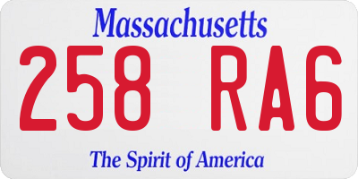 MA license plate 258RA6