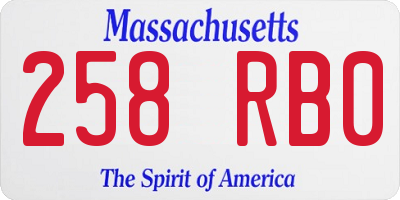 MA license plate 258RB0