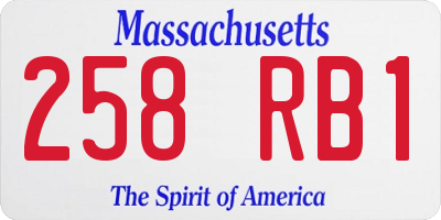 MA license plate 258RB1