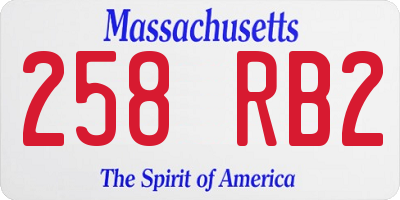 MA license plate 258RB2
