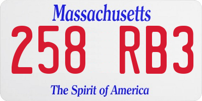 MA license plate 258RB3