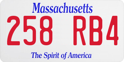 MA license plate 258RB4