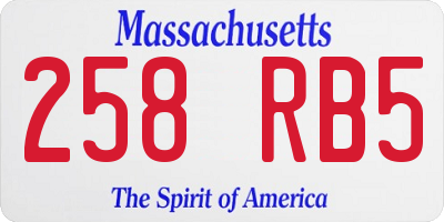 MA license plate 258RB5