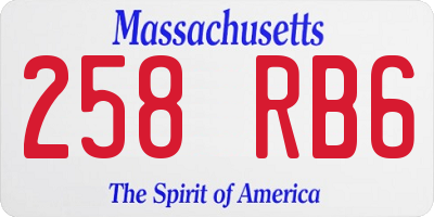 MA license plate 258RB6