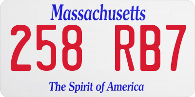 MA license plate 258RB7