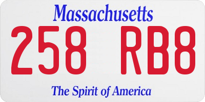 MA license plate 258RB8
