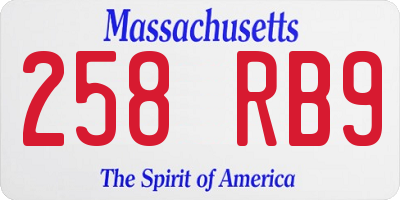MA license plate 258RB9