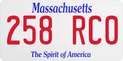 MA license plate 258RC0