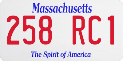 MA license plate 258RC1