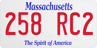 MA license plate 258RC2