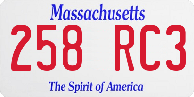 MA license plate 258RC3
