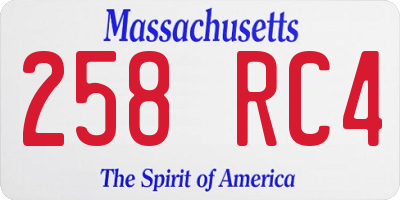 MA license plate 258RC4