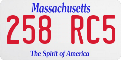 MA license plate 258RC5