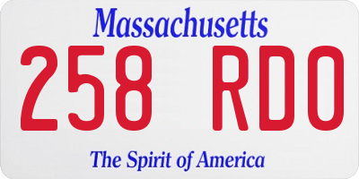 MA license plate 258RD0