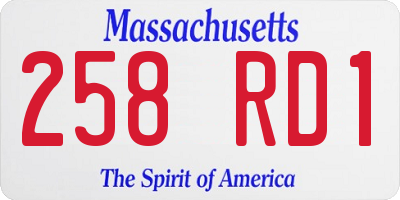 MA license plate 258RD1