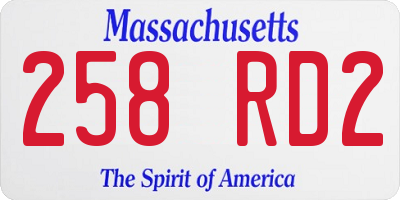 MA license plate 258RD2