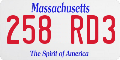 MA license plate 258RD3
