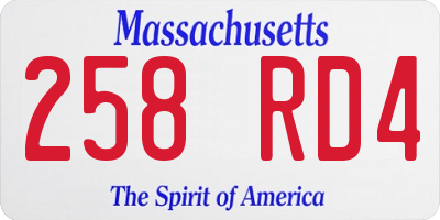 MA license plate 258RD4