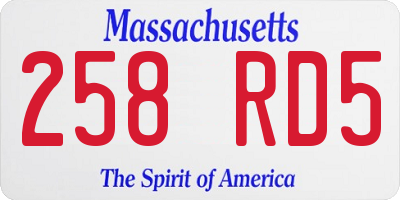 MA license plate 258RD5