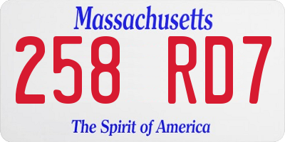MA license plate 258RD7