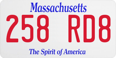 MA license plate 258RD8