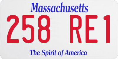 MA license plate 258RE1