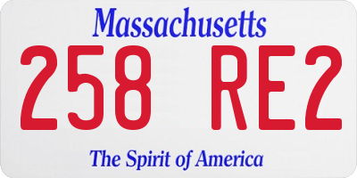 MA license plate 258RE2