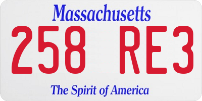 MA license plate 258RE3