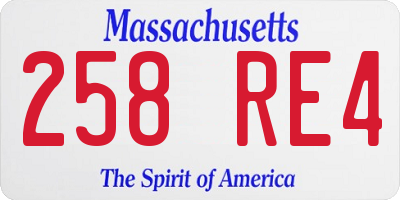 MA license plate 258RE4