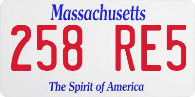 MA license plate 258RE5