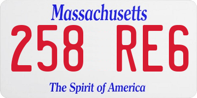 MA license plate 258RE6