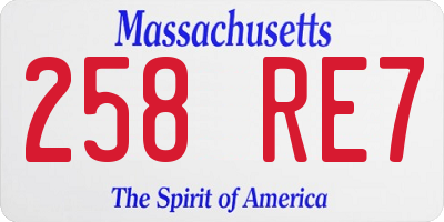 MA license plate 258RE7