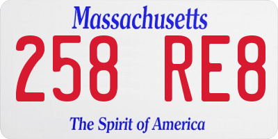 MA license plate 258RE8