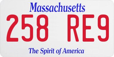 MA license plate 258RE9