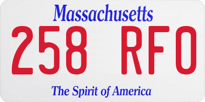 MA license plate 258RF0