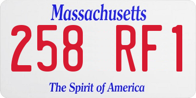 MA license plate 258RF1