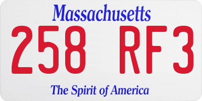 MA license plate 258RF3