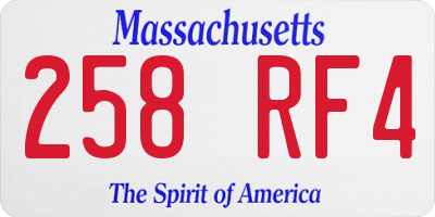 MA license plate 258RF4
