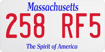 MA license plate 258RF5