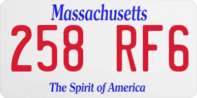 MA license plate 258RF6
