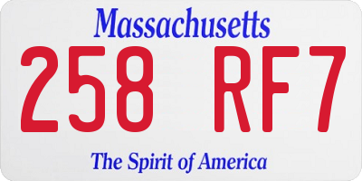 MA license plate 258RF7