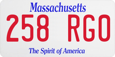 MA license plate 258RG0