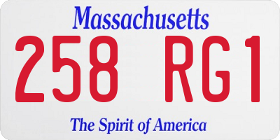 MA license plate 258RG1