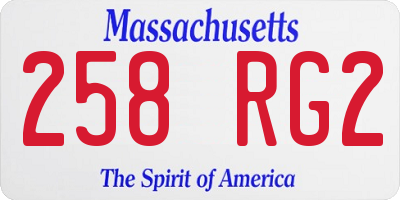 MA license plate 258RG2