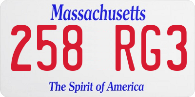 MA license plate 258RG3