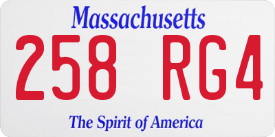 MA license plate 258RG4